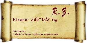 Riemer Zétény névjegykártya